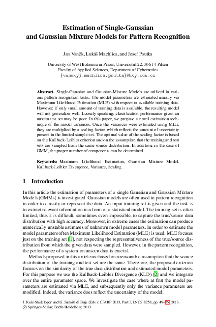 (PDF) Estimation of Single-Gaussian and Gaussian Mixture Models for ...