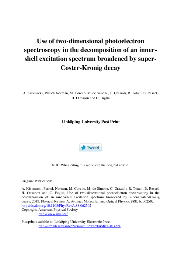 (PDF) Use of two-dimensional photoelectron spectroscopy in the ...