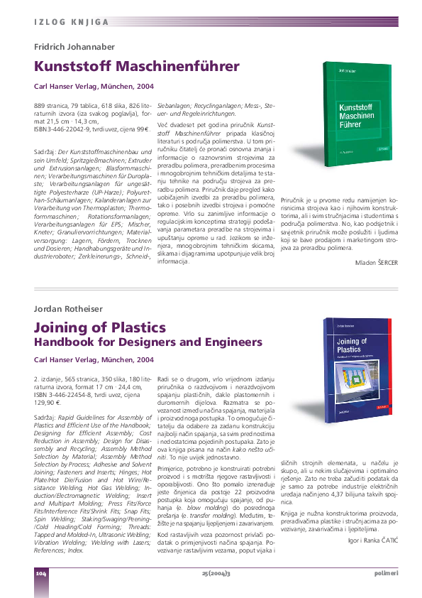 (PDF) Jordan Rotheiser Joining of Plastics, Handbook for Designers and