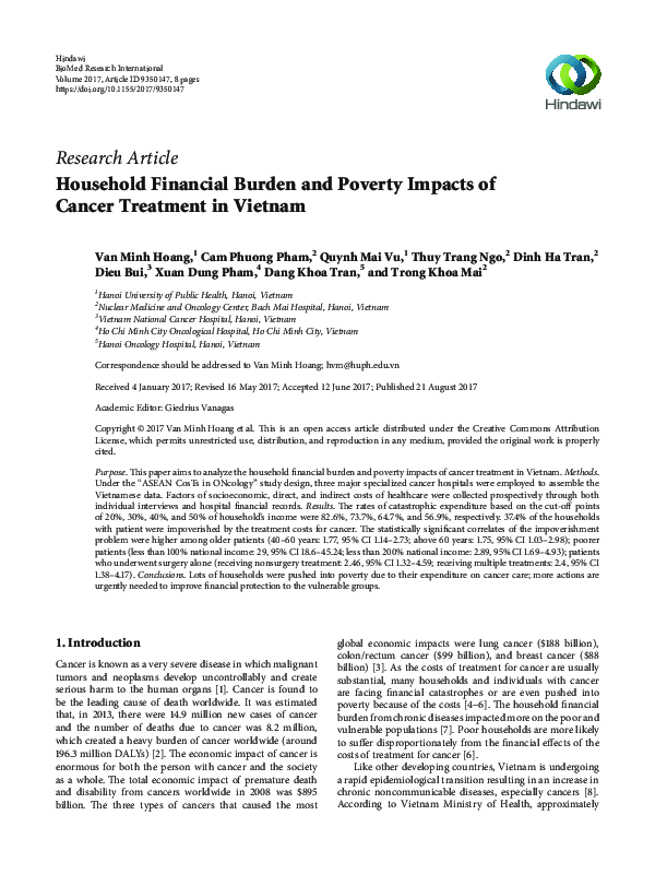 (PDF) Household Financial Burden and Poverty Impacts of Cancer ...