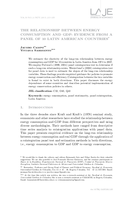 (PDF) The Relationship between Energy Consumption and GDP: Evidence ...
