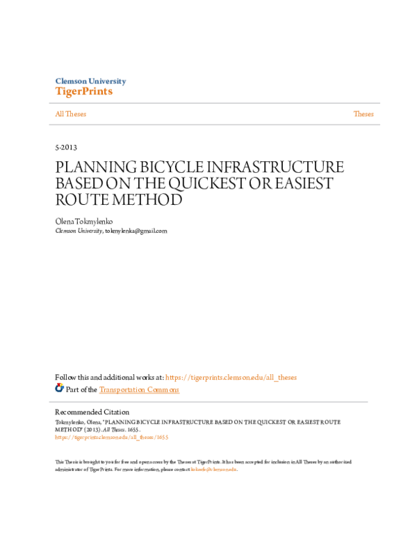 (PDF) Planning bicycle infrastructure based on the quickest or easiest ...