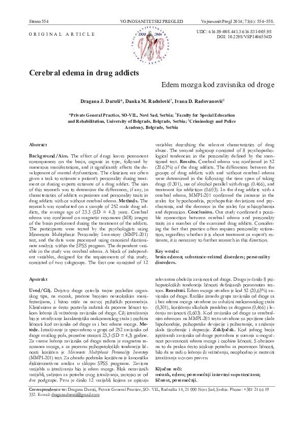 (PDF) Cerebral edema in drug addicts