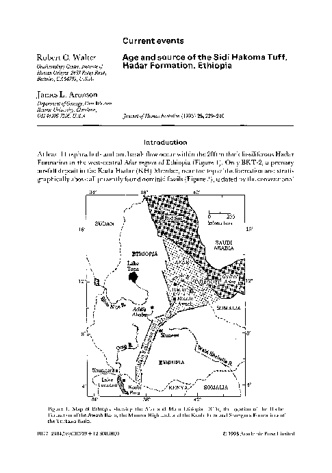 (PDF) Age and source of the Sidi Hakoma Tuff, Hadar Formation, Ethiopia