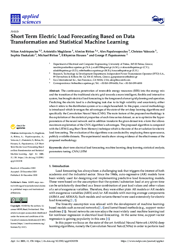 (PDF) Short Term Electric Load Forecasting Based on Data Transformation ...