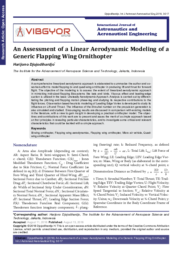 (PDF) An Assessment of a Linear Aerodynamic Modeling of a Generic ...