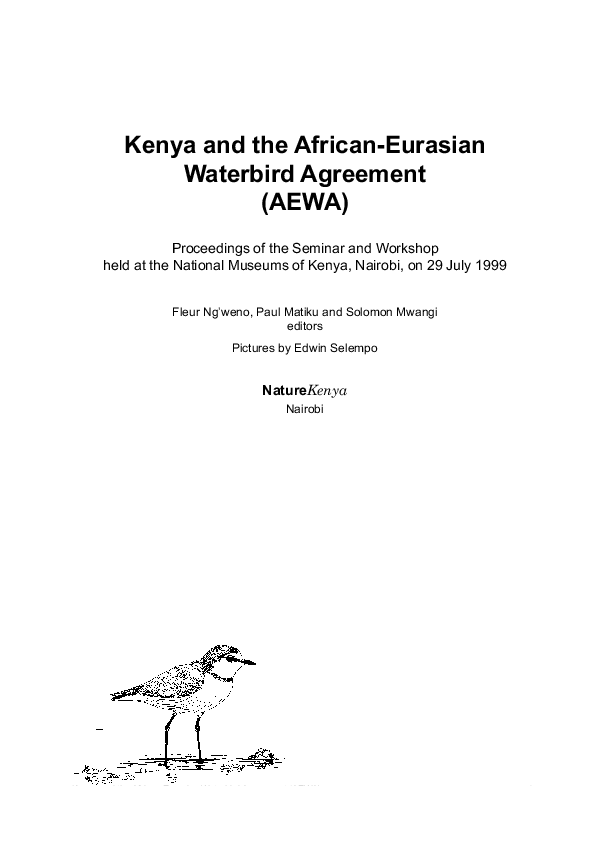 (PDF) Kenya and the African-Eurasian Waterbird Agreement (AEWA)