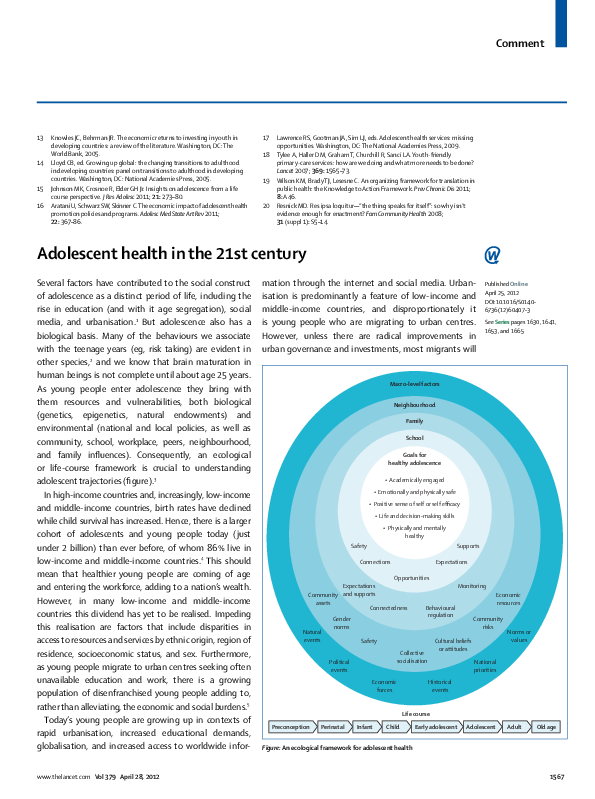 (PDF) Adolescent health in the 21st century