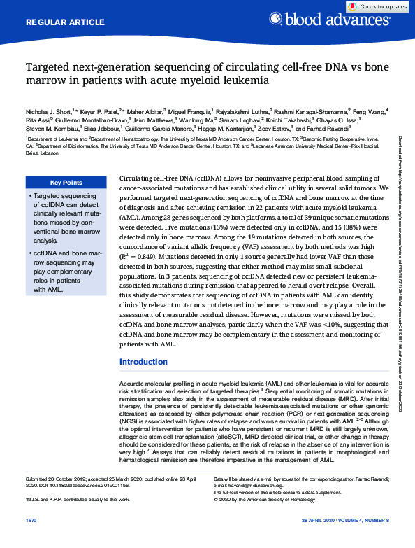 (PDF) Targeted next-generation sequencing of circulating cell-free DNA ...