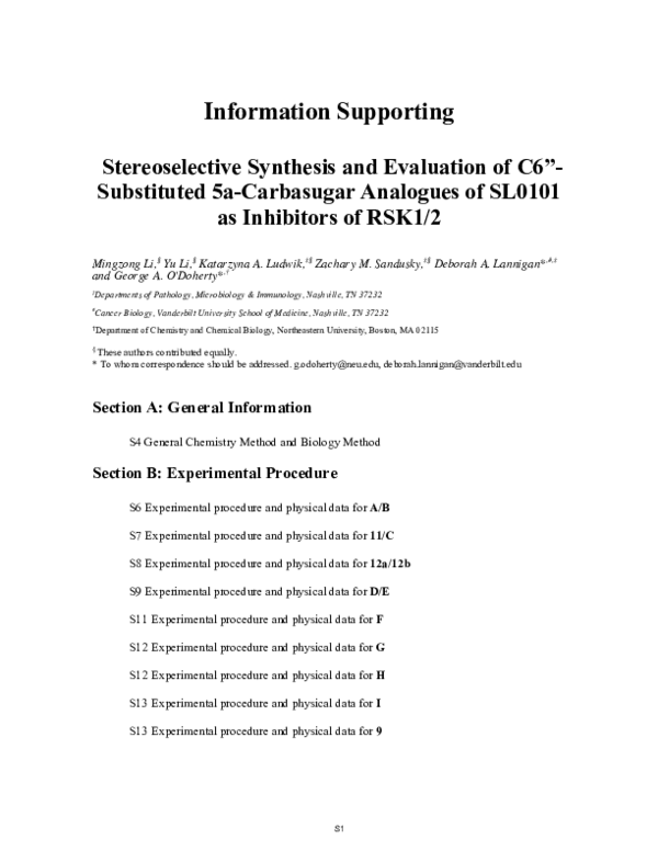 (PDF) Stereoselective Synthesis and Evaluation of C6″-Substituted 5a ...
