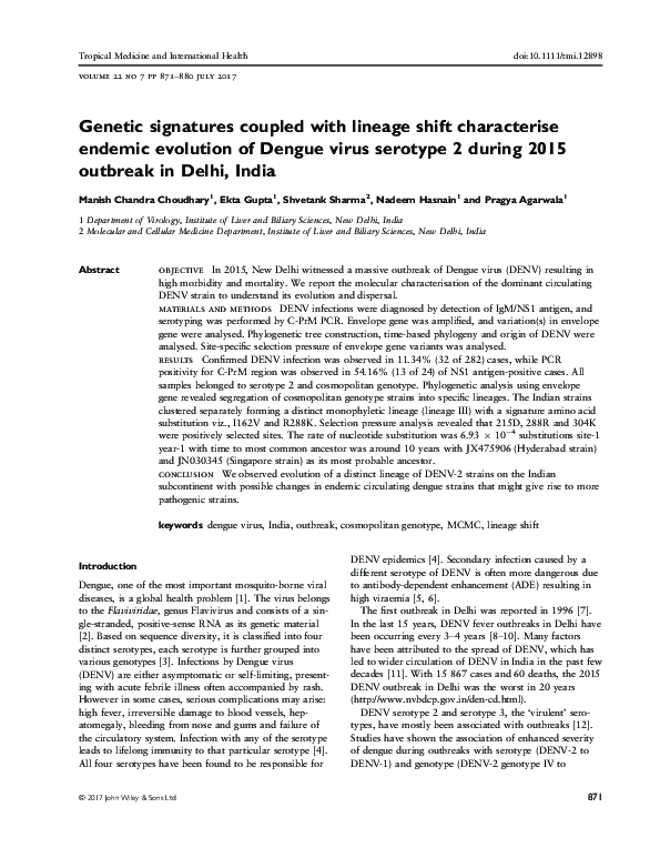 (PDF) Genetic signatures coupled with lineage shift characterise ...