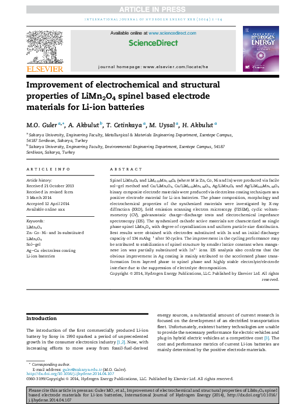 (PDF) Improvement of electrochemical and structural properties of ...