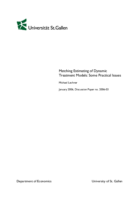 (PDF) Matching Estimating of Dynamic Treatment Models: Some Practical ...