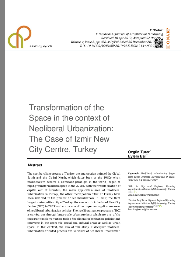 (PDF) Transformation of the Space in the context of Neoliberal ...