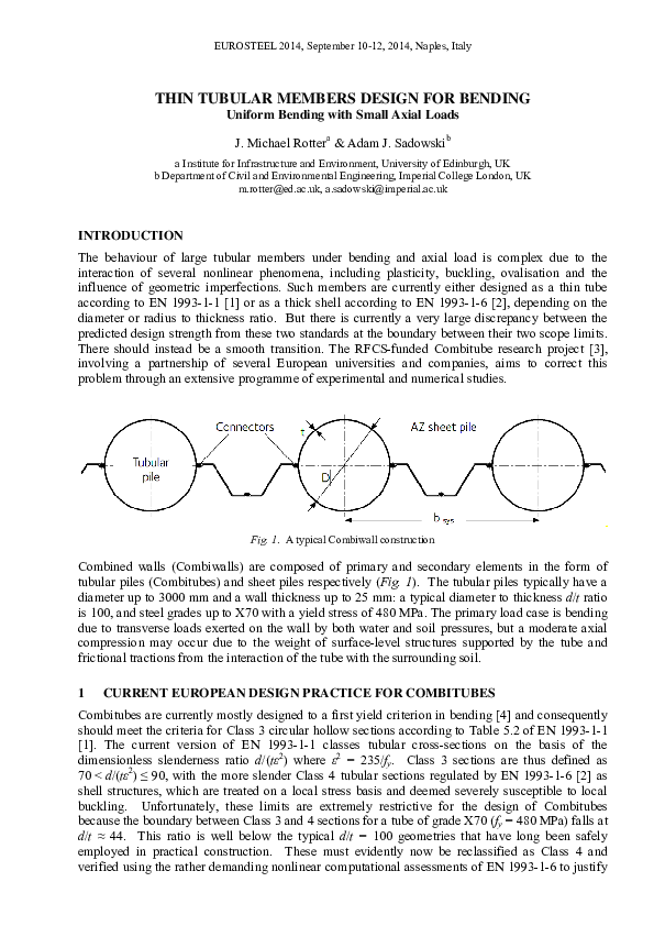 (PDF) THIN TUBULAR MEMBERS DESIGN FOR BENDING Uniform Bending with ...