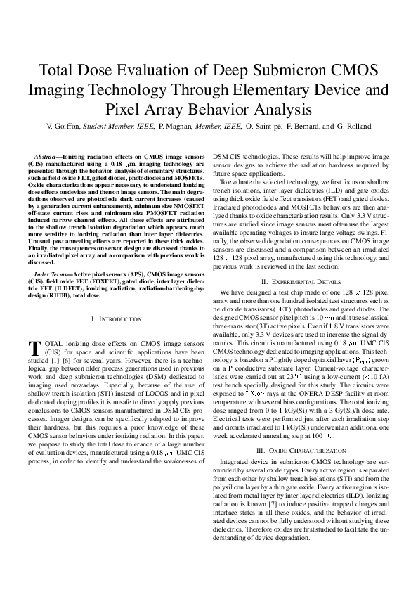 (PDF) Total Dose Evaluation of Deep Submicron CMOS Imaging Technology ...
