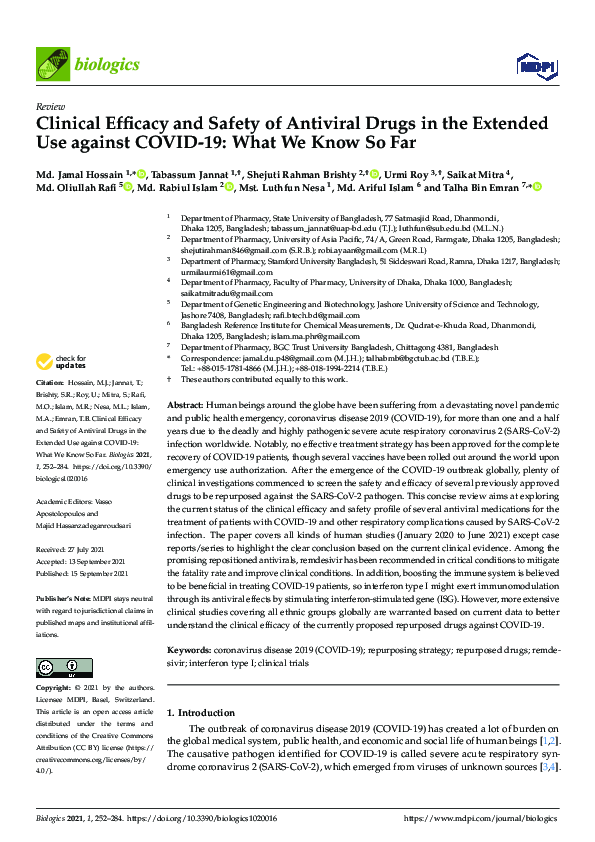 (PDF) Clinical Efficacy and Safety of Antiviral Drugs in the Extended ...