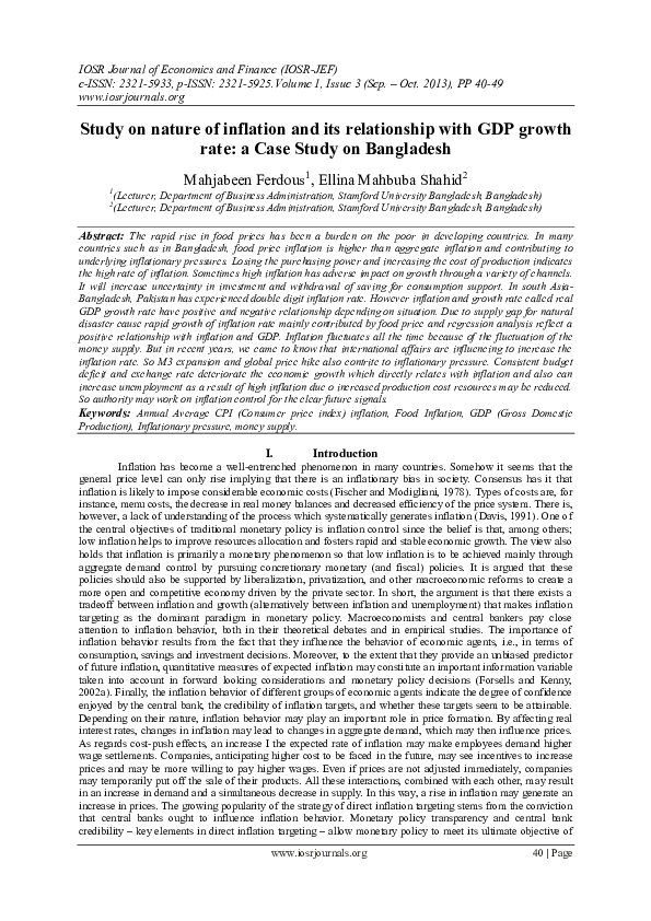 (PDF) Study on nature of inflation and its relationship with GDP growth ...