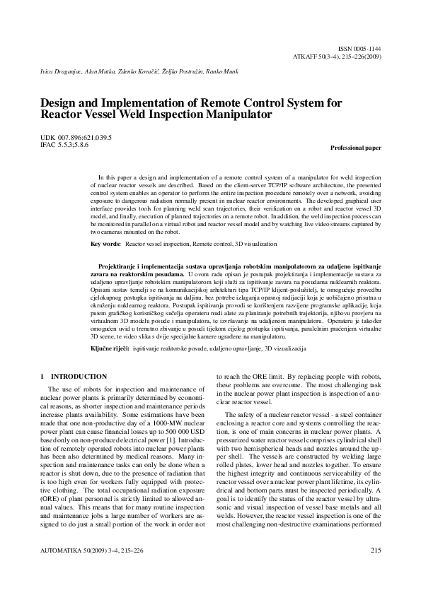 (PDF) Design and Implementation of Remote Control System for Reactor ...