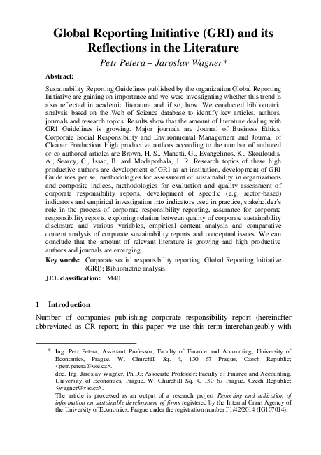 (PDF) Global Reporting Initiative (GRI) and its Reflections in the ...