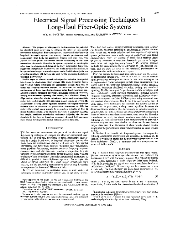 (PDF) Electrical signal processing techniques in longhaul fiberoptic