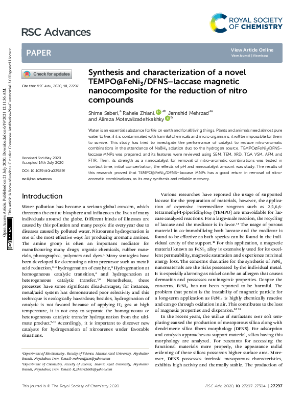 (PDF) Synthesis and characterization of a novel TEMPO@FeNi3/DFNS ...