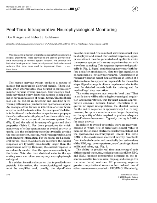 (PDF) Real-time intraoperative neurophysiological monitoring