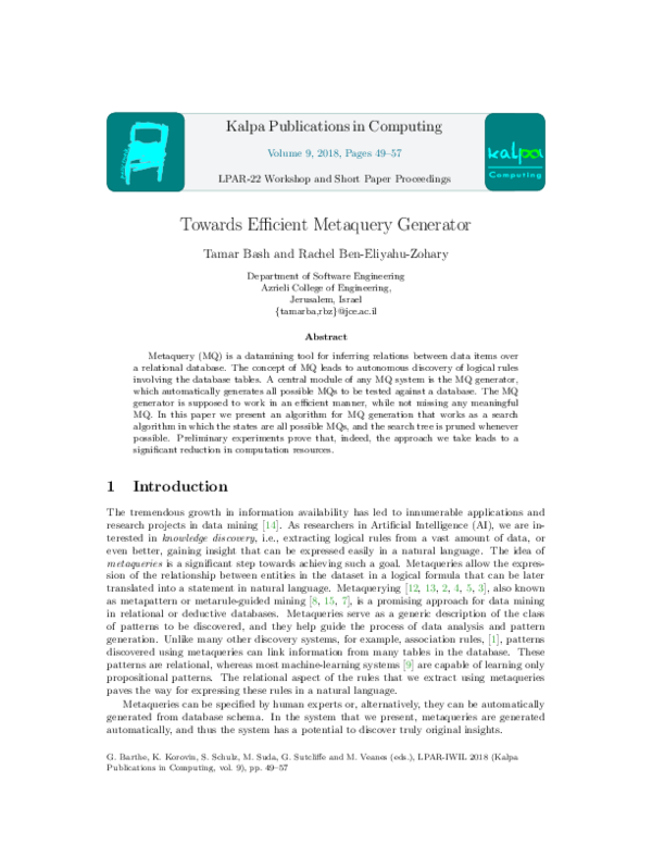 (PDF) Towards Efficient Metaquery Generator
