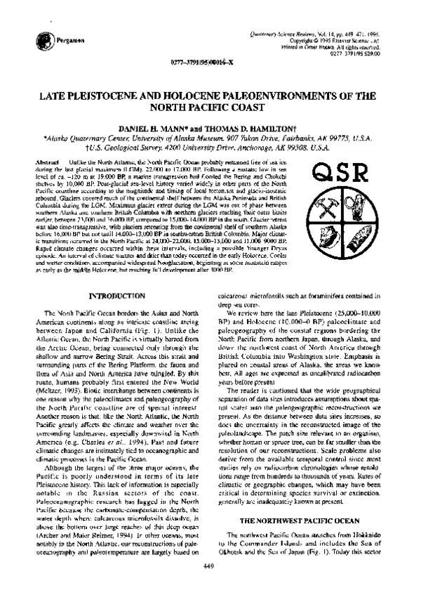 (PDF) Late Pleistocene and Holocene paleoenvironments of the North ...