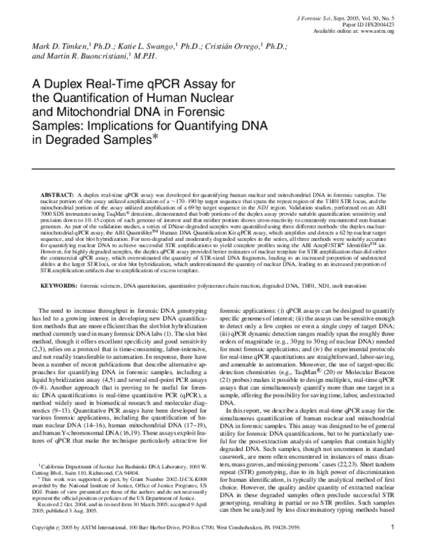 (PDF) A Duplex Real-Time qPCR Assay for the Quantification of Human ...