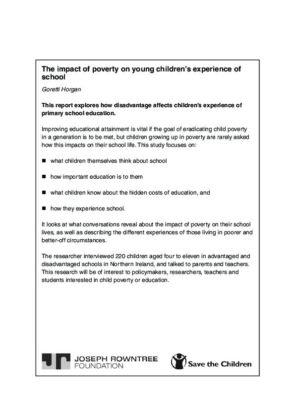 (PDF) The impact of poverty on young children's experience of school