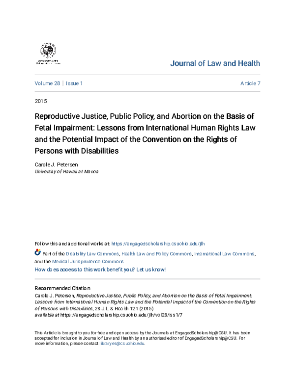 (PDF) Reproductive Justice, Public Policy, and Abortion on the Basis of ...