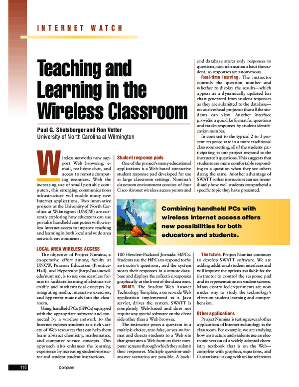 (PDF) Teaching and learning in the wireless classroom