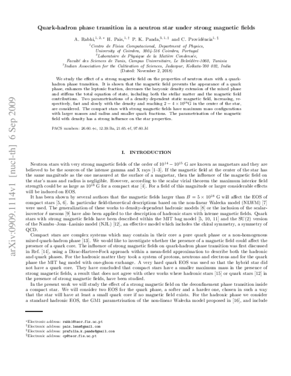 (PDF) Quark–hadron phase transition in a neutron star under strong ...