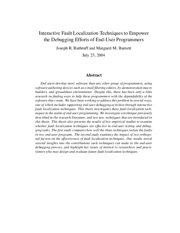 (PDF) Interactive fault localization techniques to empower the ...