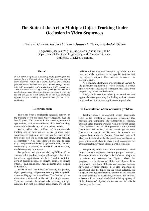 (PDF) The state of the art in multiple object tracking under occlusion ...