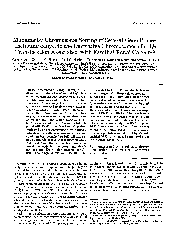(PDF) Mapping by chromosome sorting of several gene probes, including c ...