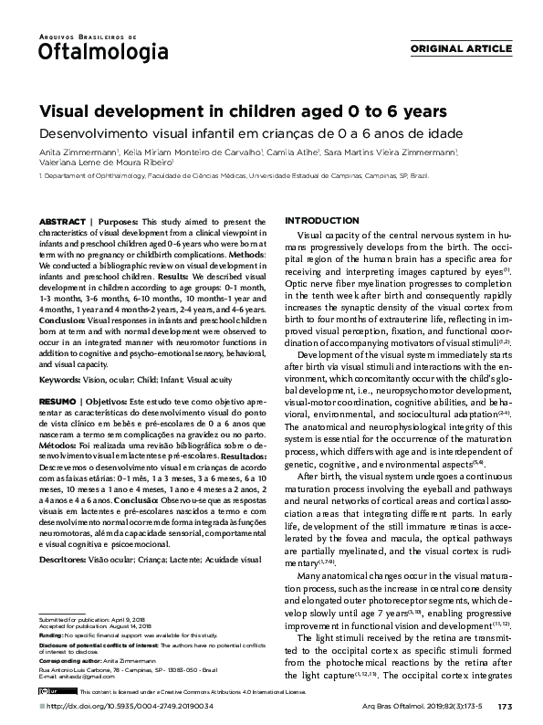 (PDF) Visual development in children aged 0 to 6 years