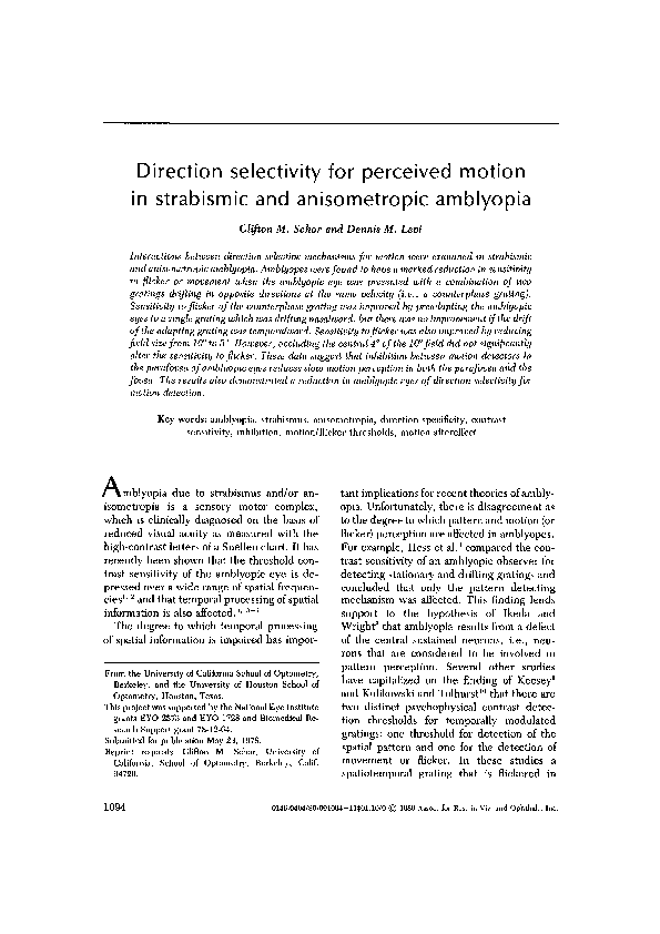(PDF) Direction selectivity for perceived motion in strabismic and ...