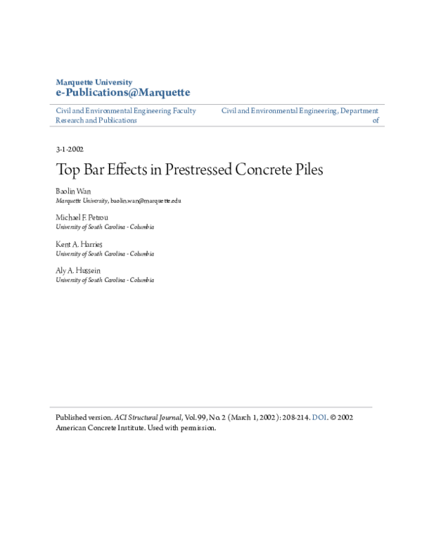 (PDF) Top Bar Effects in Prestressed Concrete Piles