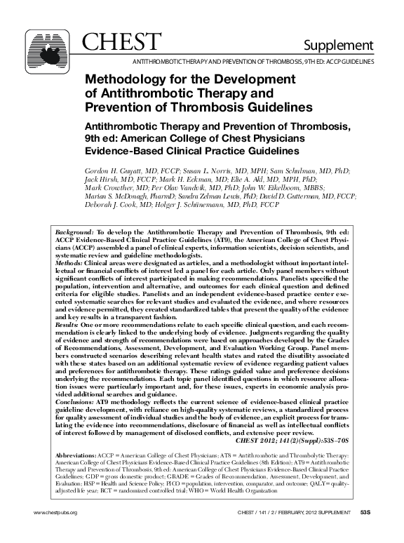 (PDF) Methodology for the Development of Antithrombotic Therapy and ...
