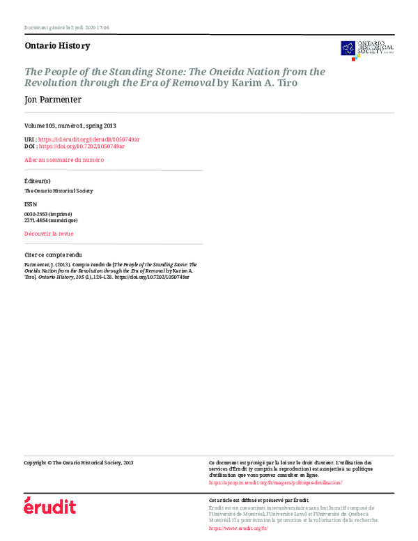 (PDF) The People of the Standing Stone: The Oneida Nation from the ...