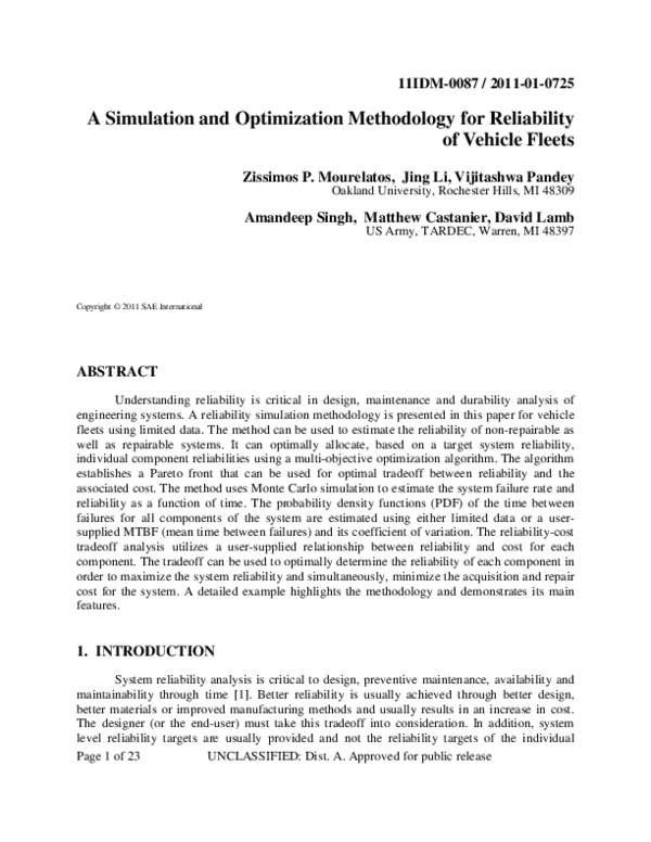 (PDF) A Simulation and Optimization Methodology for Reliability of ...