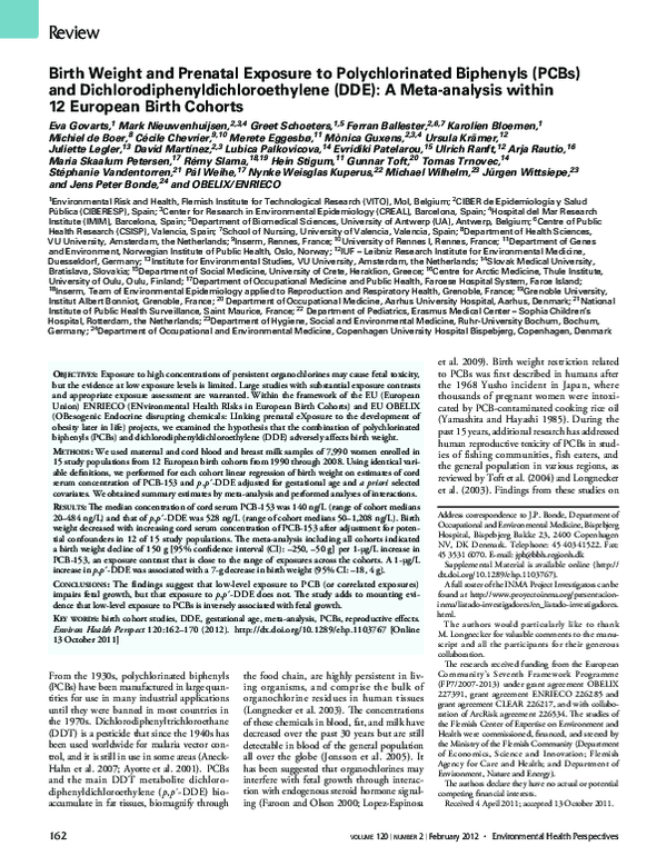 (PDF) Birth Weight and Prenatal Exposure to Polychlorinated Biphenyls ...