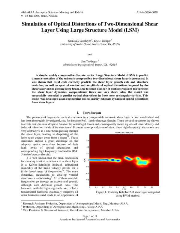(PDF) Simulation of Optical Distortions of Two-Dimensional Shear Layer ...
