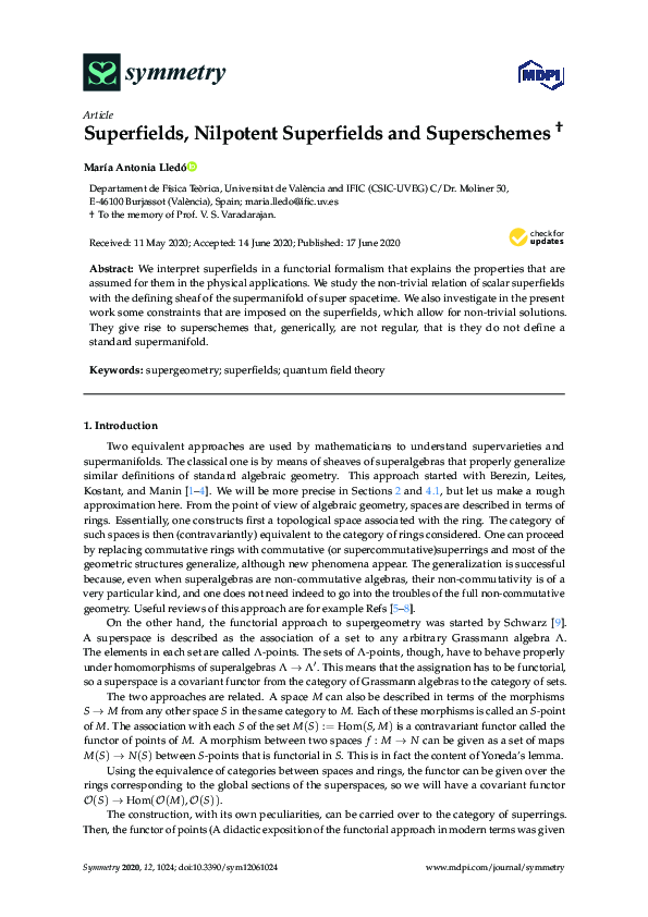 (PDF) Superfields, Nilpotent Superfields and Superschemes