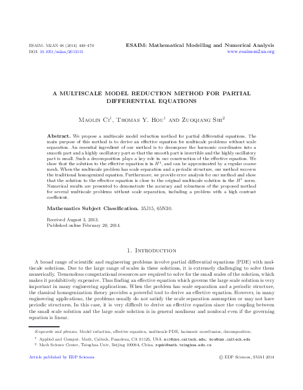 (PDF) A Multiscale Model Reduction Method for Partial Differential ...
