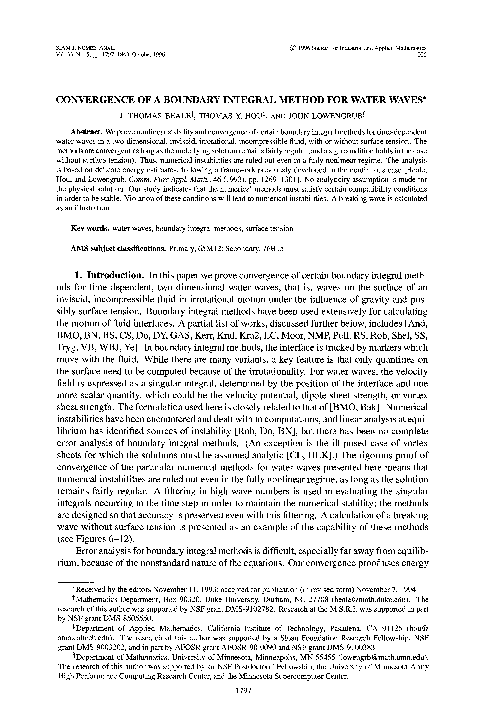 (PDF) Convergence of a Boundary Integral Method for Water Waves