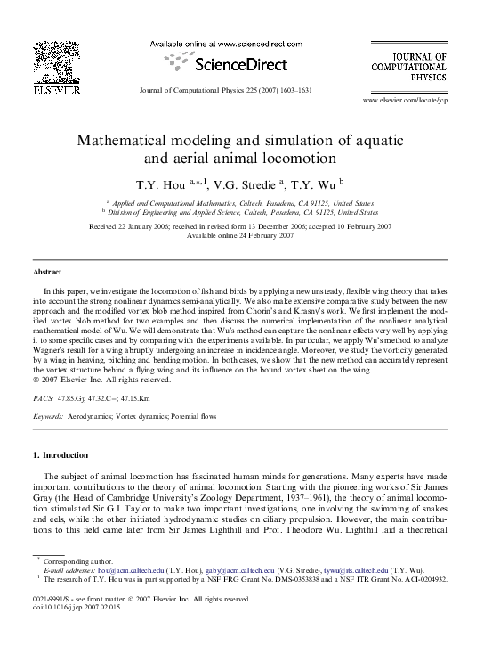 (PDF) Mathematical modeling and simulation of aquatic and aerial animal ...