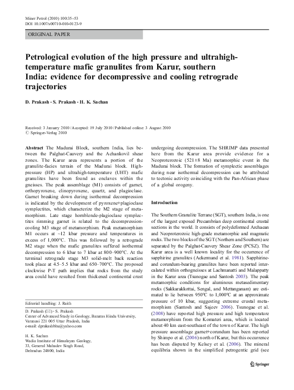 (PDF) Petrological evolution of the high pressure and ultrahigh ...